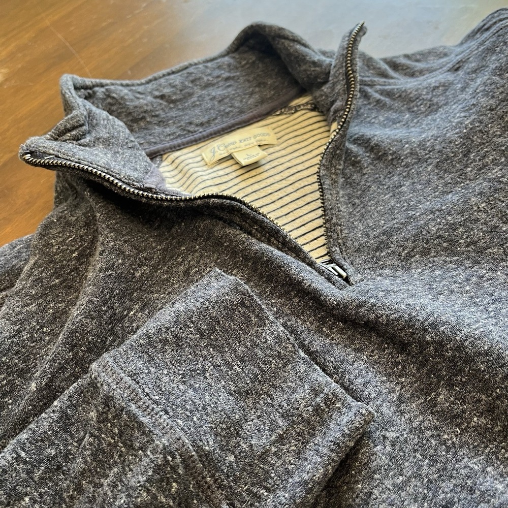 J Crew Knit Goods Mens L Blue Heathered Quarter Zip Pullover Sweatshirt